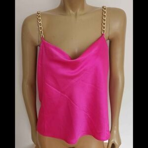 Bailey 44 XL Hot Pink Cowl Neck Camisole with Gold Chain Straps